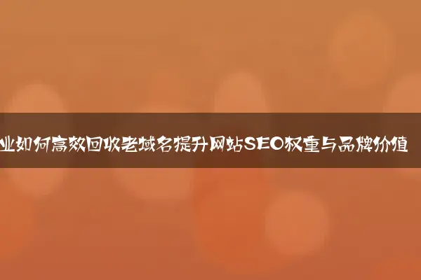 企业如何高效回收老域名提升网站SEO权重与品牌价值
