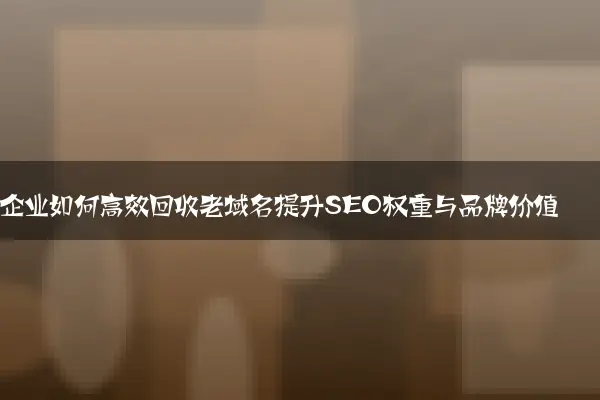 企业如何高效回收老域名提升SEO权重与品牌价值