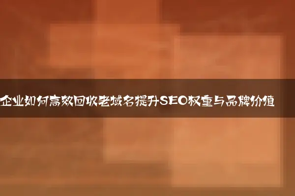 企业如何高效回收老域名提升SEO权重与品牌价值
